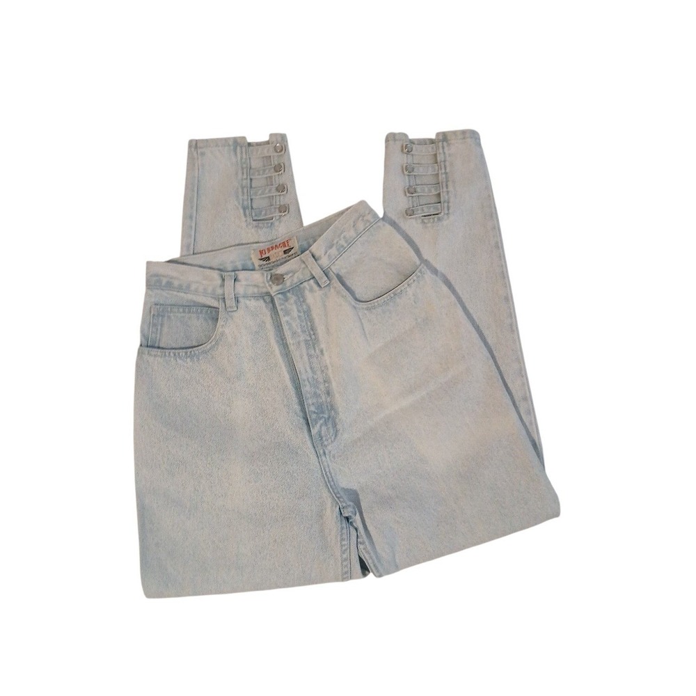 Vintage Jordache Basics High Rise Tapered Jeans Light Wash Ankle Snap Cutout/12